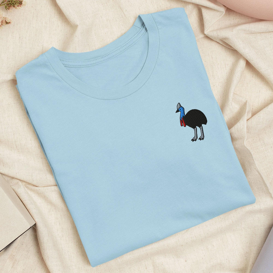 Southern Cassowary Embroidered T-Shirt: Lightweight Cotton, Unisex Fit