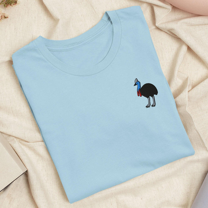 Southern Cassowary Embroidered T-Shirt: Lightweight Cotton, Unisex Fit