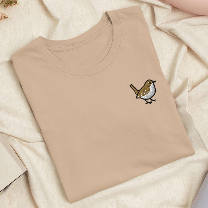 Winter Wren Embroidered T-Shirt: Lightweight Cotton, Unisex Fit