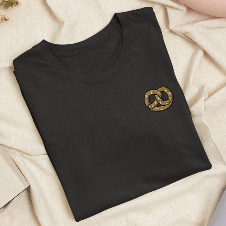 Salted Pretzel Embroidered T-Shirt: Lightweight Cotton, Unisex Fit