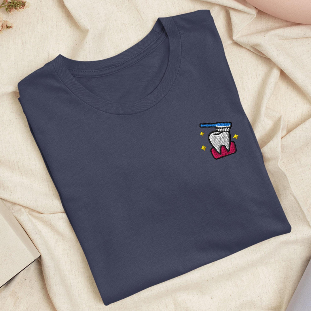 Sparkling Tooth Embroidered T-Shirt: Lightweight Cotton, Unisex Fit