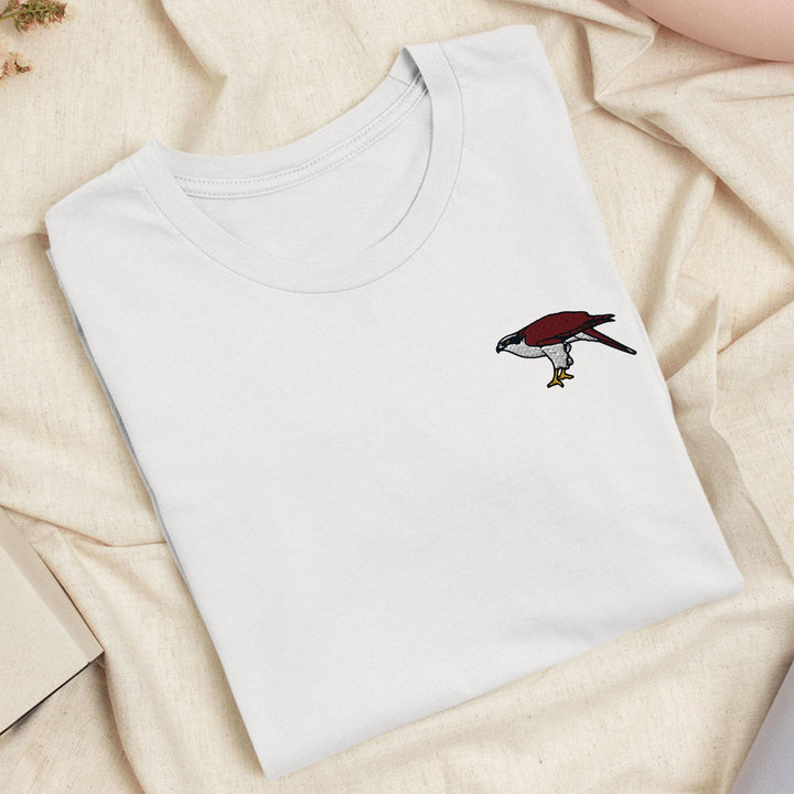 Eurasian Goshawk Embroidered T-Shirt: Lightweight Cotton, Unisex Fit