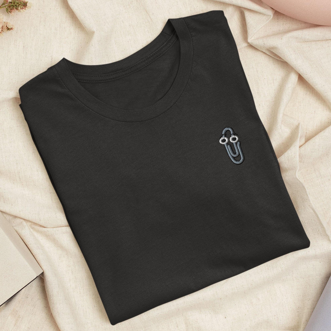90s Throwback Paperclip Embroidered T-Shirt: Lightweight Cotton, Unisex Fit