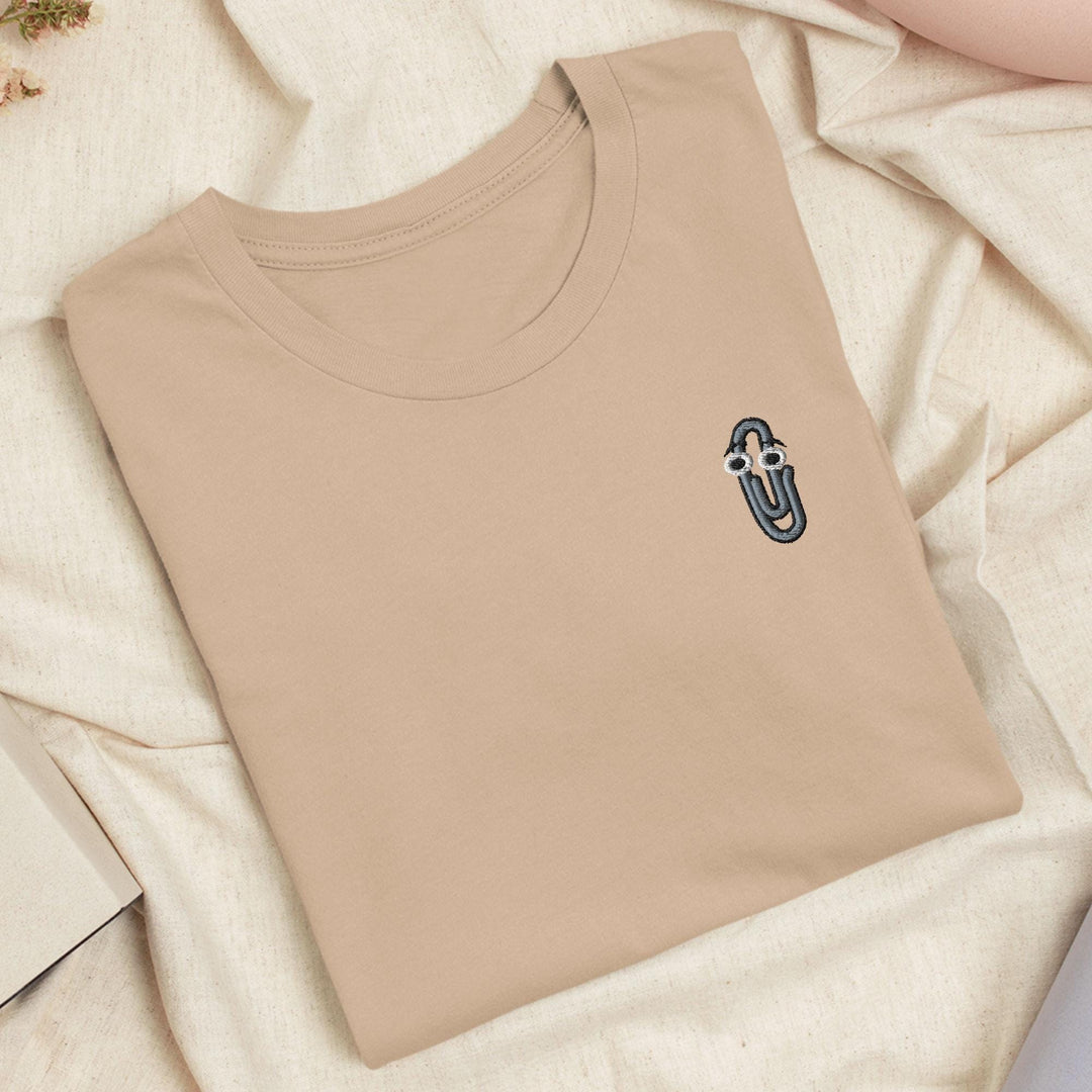 90s Throwback Paperclip Embroidered T-Shirt: Lightweight Cotton, Unisex Fit