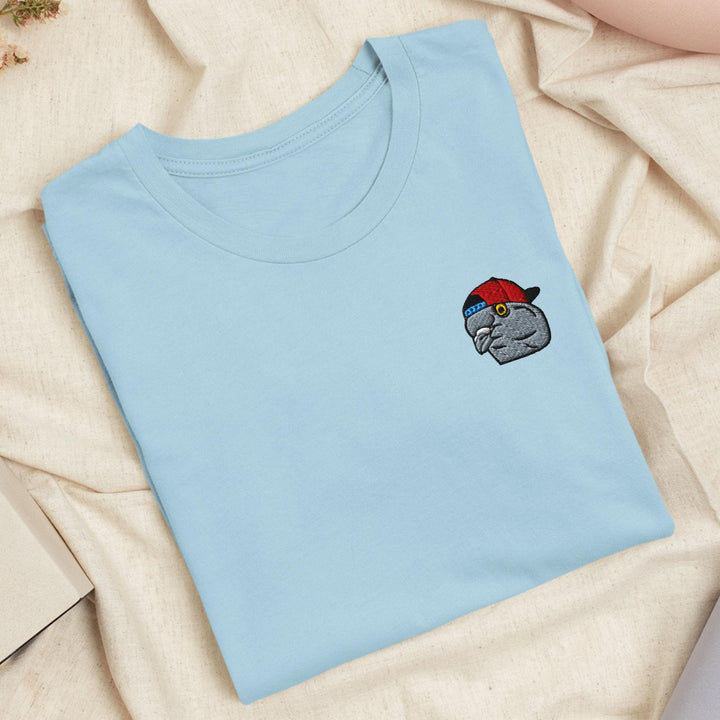 Scumbag Pigeon Embroidered T-Shirt: Lightweight Cotton, Unisex Fit