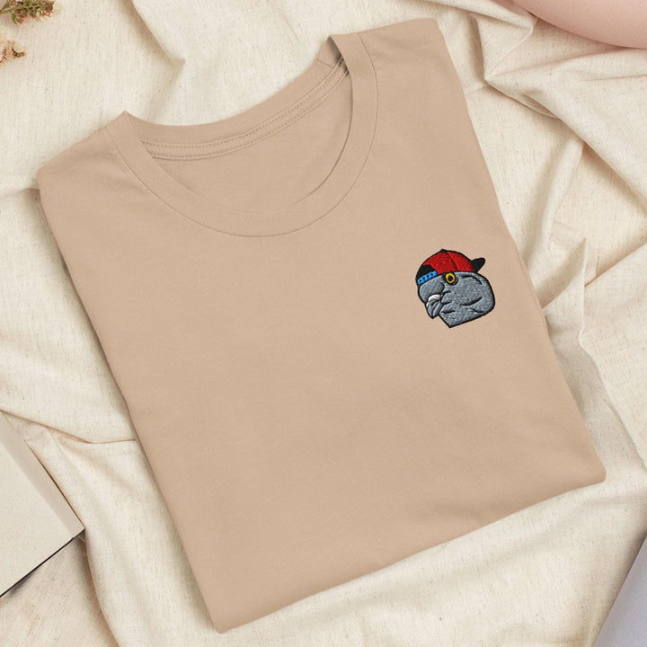 Scumbag Pigeon Embroidered T-Shirt: Lightweight Cotton, Unisex Fit