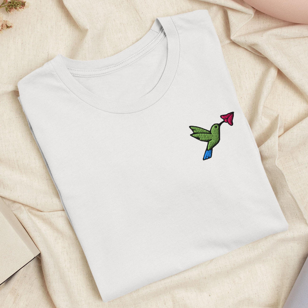 Hummingbird Embroidered T-Shirt: Lightweight Cotton, Unisex Fit