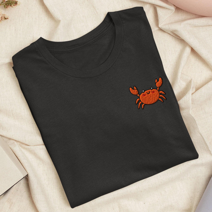 Dungeness Crab Embroidered T-Shirt: Lightweight Cotton, Unisex Fit