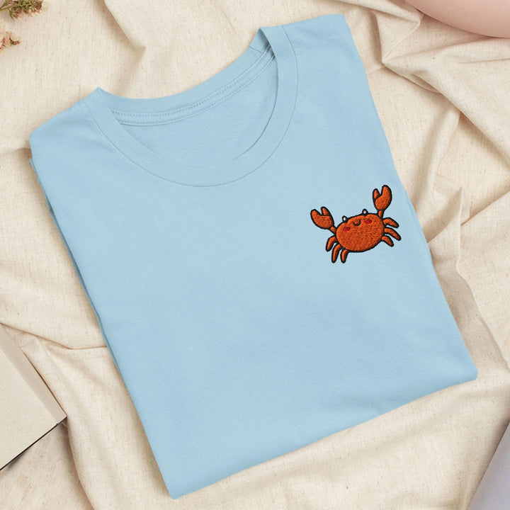 Dungeness Crab Embroidered T-Shirt: Lightweight Cotton, Unisex Fit