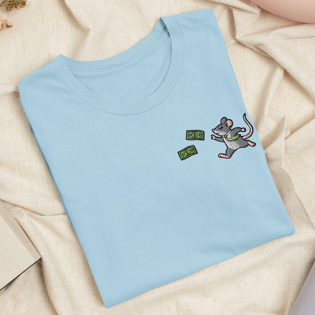 Rat Race Embroidered T-Shirt: Lightweight Cotton, Unisex Fit