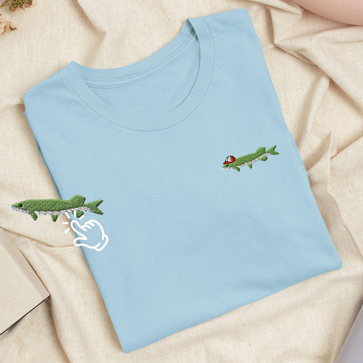 Northern Pike Embroidered T-Shirt: Lightweight Cotton, Unisex Fit