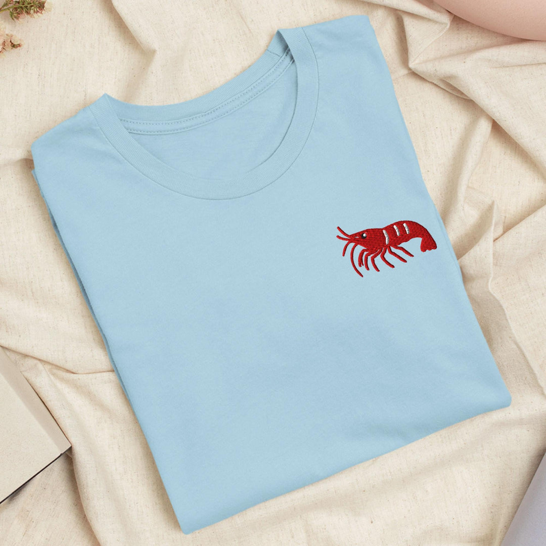 Cherry Shrimp Neocaridina davidi Embroidered T-Shirt: Lightweight Cotton, Unisex Fit