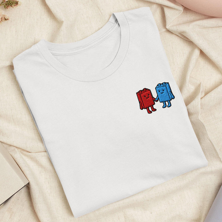 Best Friend Toy Blocks Embroidered T-Shirt: Lightweight Cotton, Unisex Fit