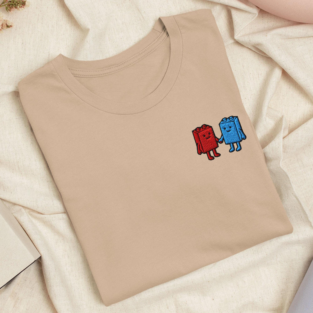 Best Friend Toy Blocks Embroidered T-Shirt: Lightweight Cotton, Unisex Fit