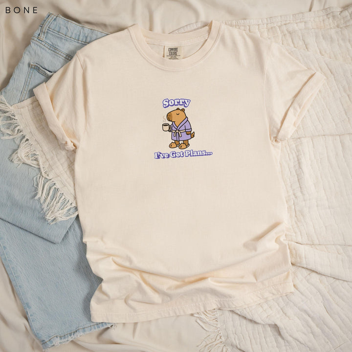 Stay at Home Capybara Printed T-Shirt: Comfort Colors®, Garment-Dyed Heavyweight Cotton, Relaxed Unisex Fit