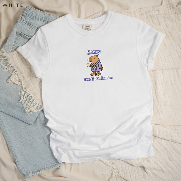 Stay at Home Capybara Printed T-Shirt: Comfort Colors®, Garment-Dyed Heavyweight Cotton, Relaxed Unisex Fit