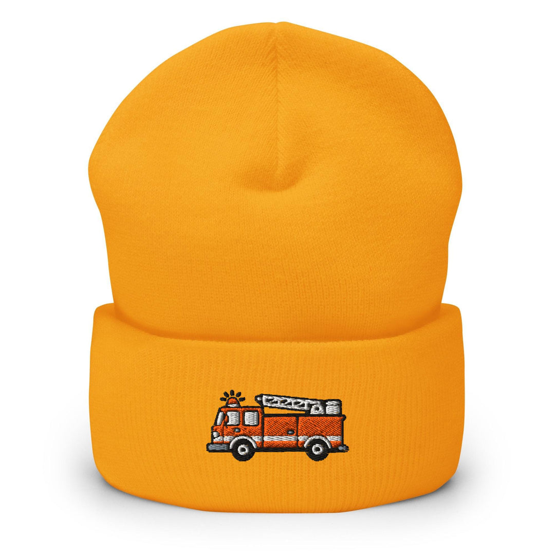 Red Fire Truck Embroidered Cuffed Beanie: Cozy Unisex Winter Cap