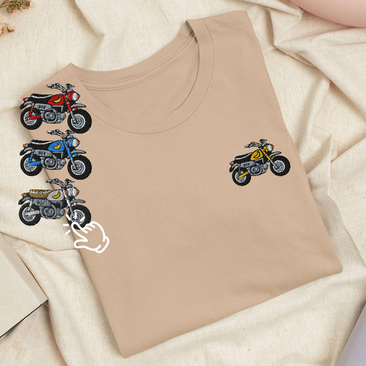 Chimp Mini Japanese Motorcycle Embroidered T-Shirt: Lightweight Cotton, Unisex Fit