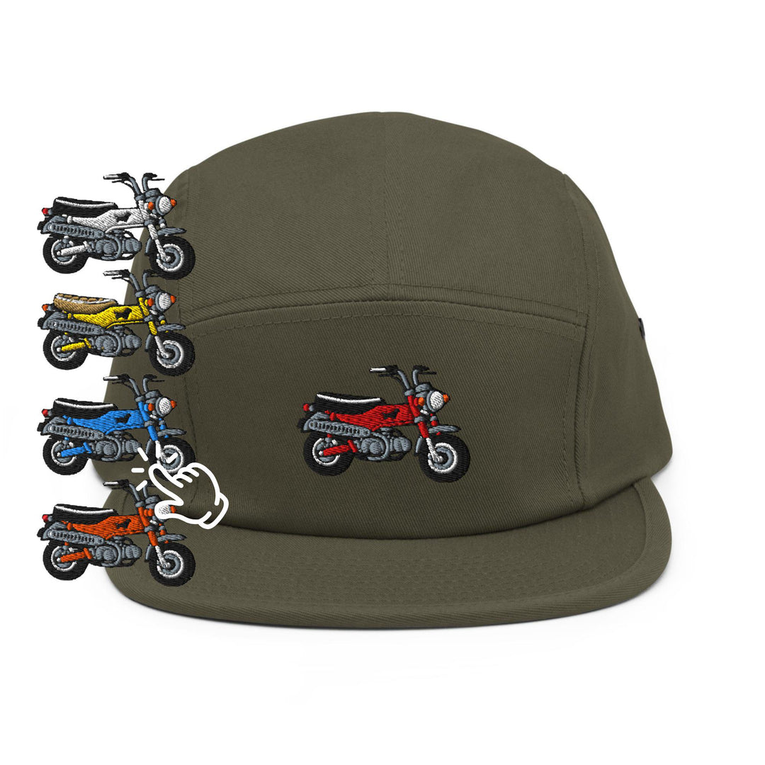 Max Mini Japanese Motorcycle Embroidered 5‑Panel Cotton Camper Cap: Adjustable Fit &amp; Designs