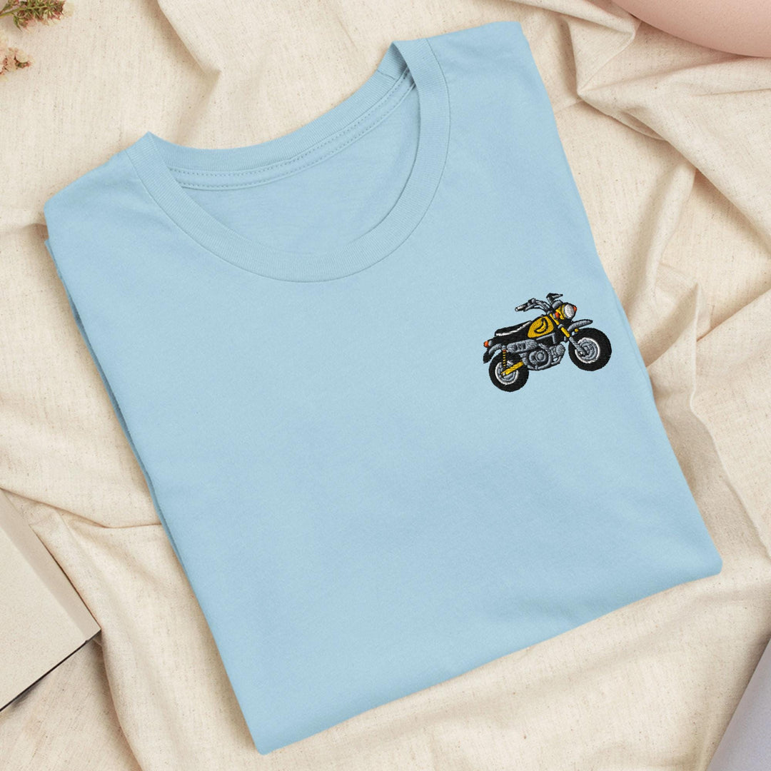 Chimp Mini Japanese Motorcycle Embroidered T-Shirt: Lightweight Cotton, Unisex Fit
