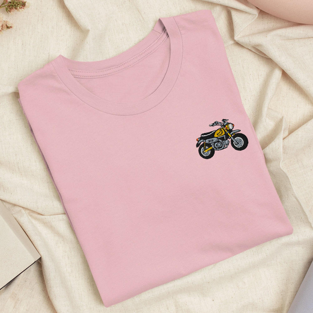Chimp Mini Japanese Motorcycle Embroidered T-Shirt: Lightweight Cotton, Unisex Fit