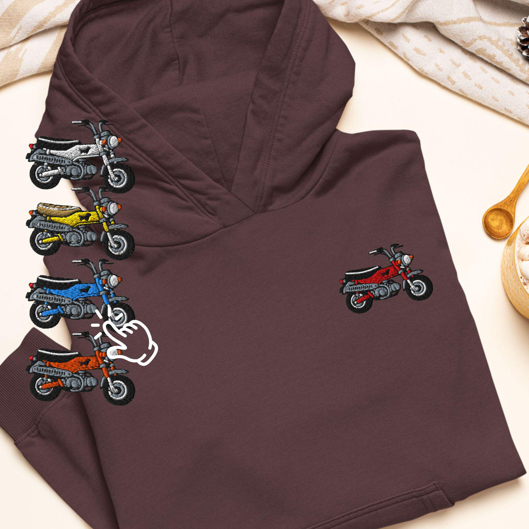 Max Mini Japanese Motorcycle Embroidered Hoodie: Heavy Blend Cotton-Poly, Unisex Fit