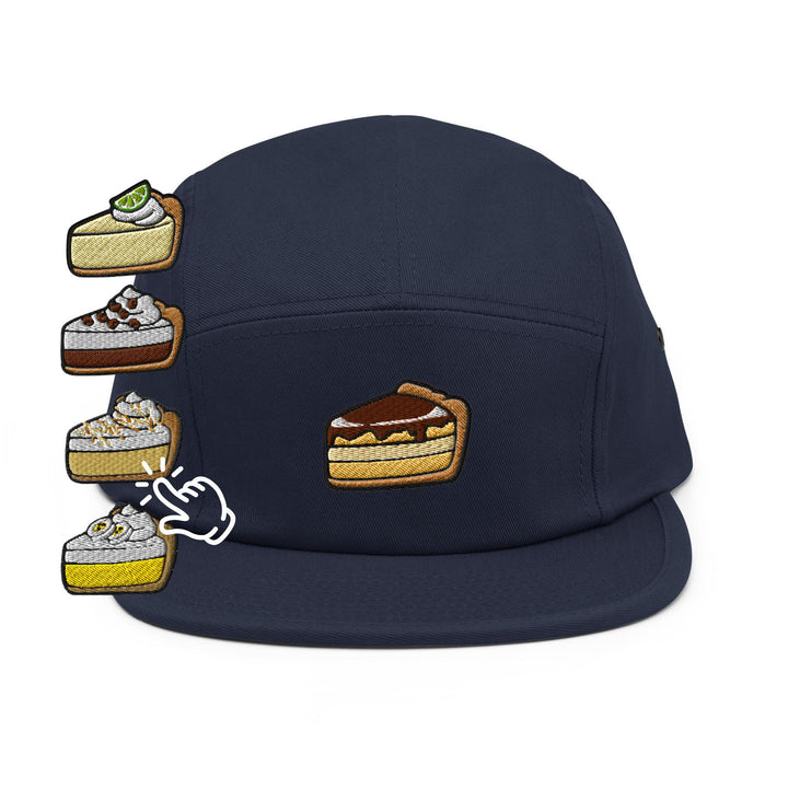Classic Pie Desserts Embroidered 5‑Panel Cotton Camper Cap: Adjustable Fit &amp; Designs