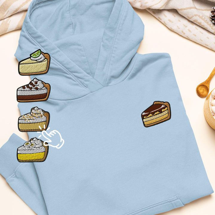 Classic Pie Desserts Embroidered Hoodie: Heavy Blend Cotton-Poly, Unisex Fit