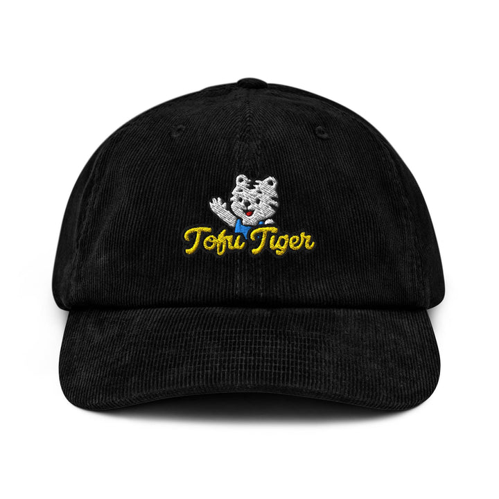 Tofu Tiger Mascot Embroidered Cotton Corduroy Hat: Adjustable Fit