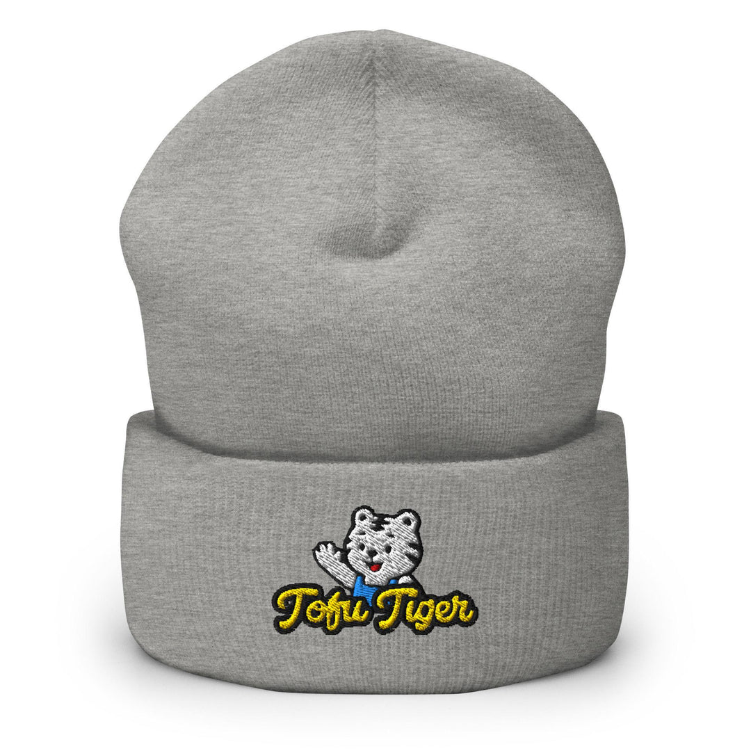 Tofu Tiger Mascot Embroidered Cuffed Beanie: Cozy Unisex Winter Cap