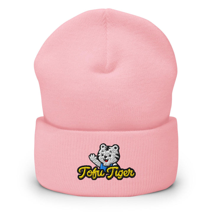 Tofu Tiger Mascot Embroidered Cuffed Beanie: Cozy Unisex Winter Cap