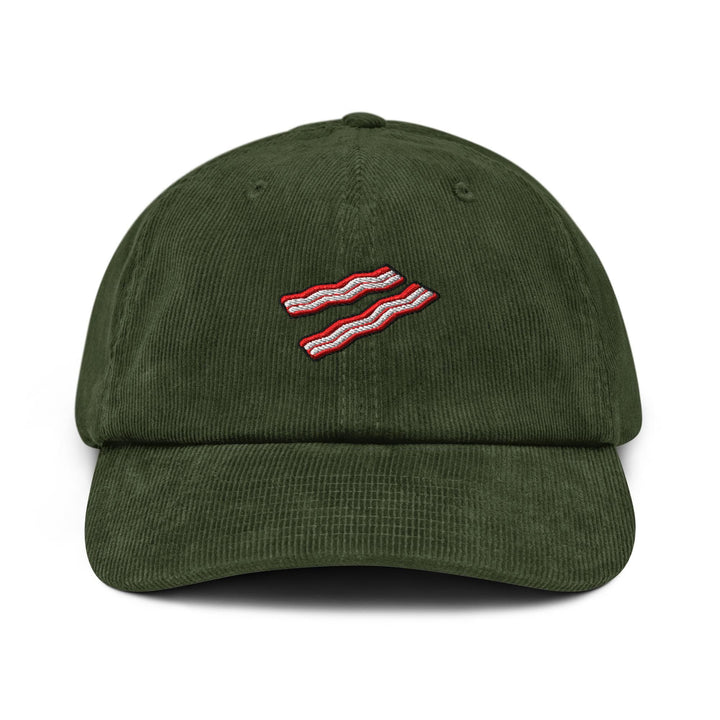Crispy Bacon Strips Embroidered Cotton Corduroy Hat: Adjustable Fit