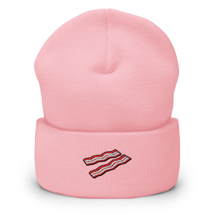 Crispy Bacon Strips Embroidered Cuffed Beanie: Cozy Unisex Winter Cap