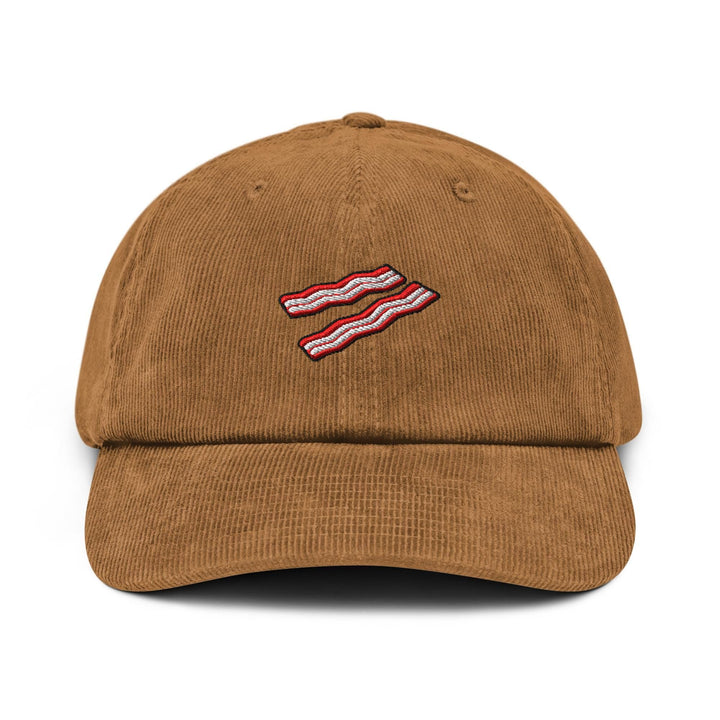 Crispy Bacon Strips Embroidered Cotton Corduroy Hat: Adjustable Fit