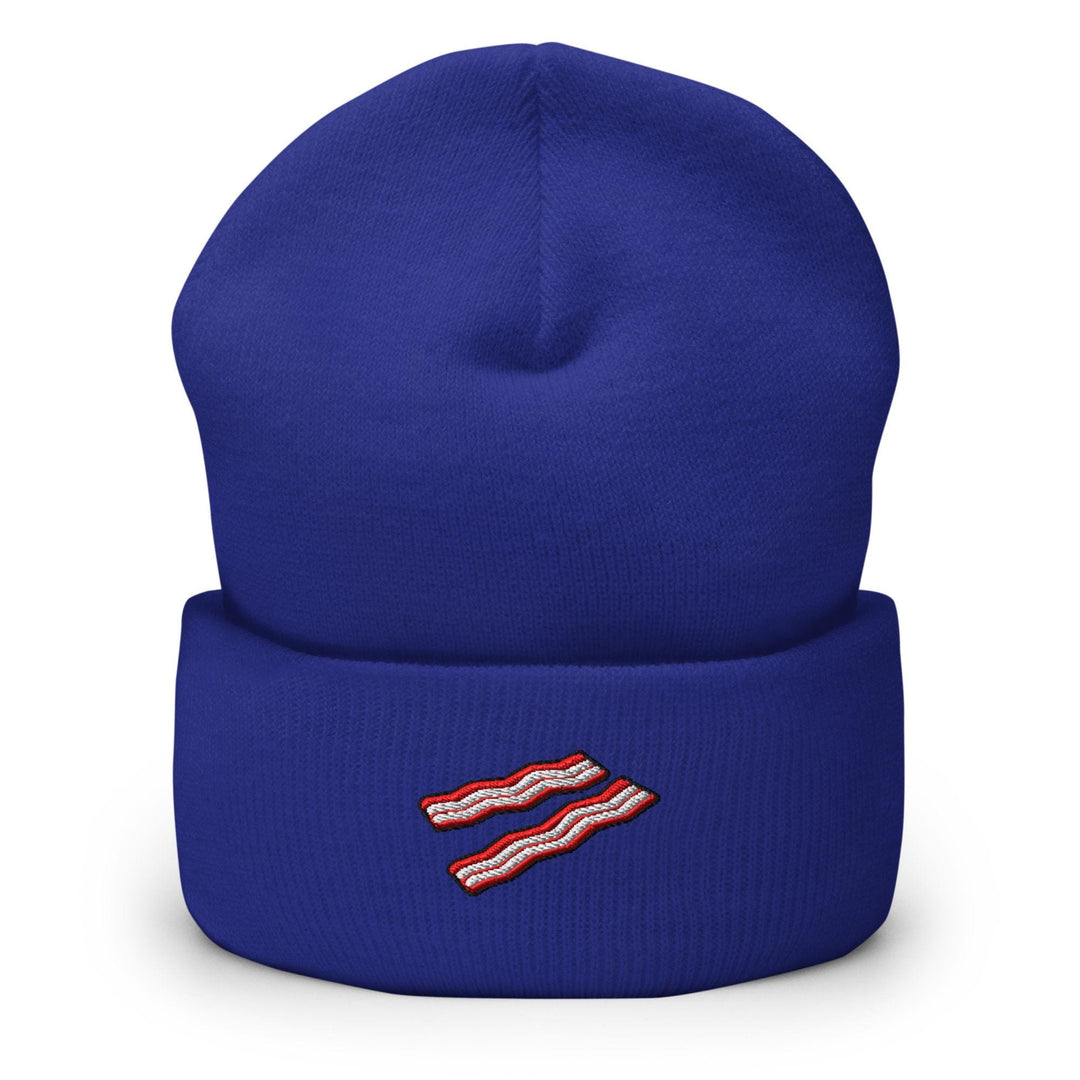 Crispy Bacon Strips Embroidered Cuffed Beanie: Cozy Unisex Winter Cap