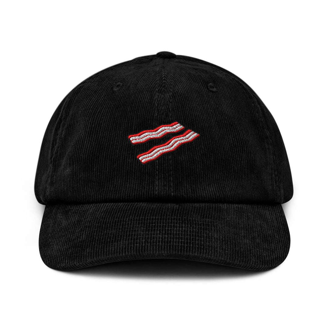 Crispy Bacon Strips Embroidered Cotton Corduroy Hat: Adjustable Fit