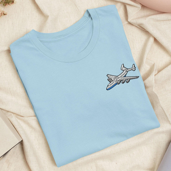 An-225 Cargo Airplane Embroidered T-Shirt: Lightweight Cotton, Unisex Fit