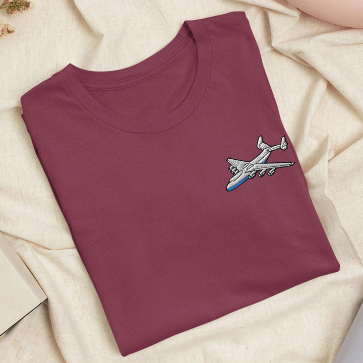 An-225 Cargo Airplane Embroidered T-Shirt: Lightweight Cotton, Unisex Fit