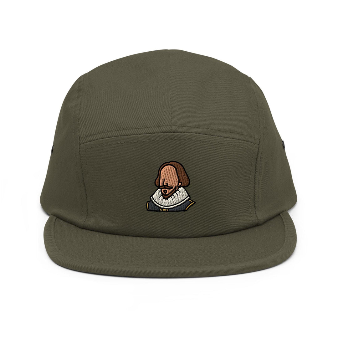 William Shakespeare Embroidered 5‑Panel Cotton Camper Cap: Adjustable Fit Unlimited
