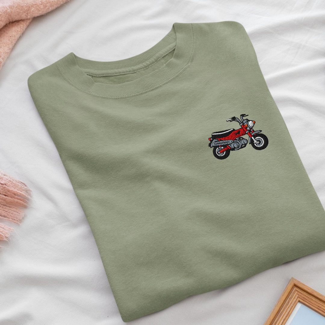 Max Mini Japanese Motorcycle Embroidered Crewneck Sweatshirt: Cotton Blend, Unisex Fit