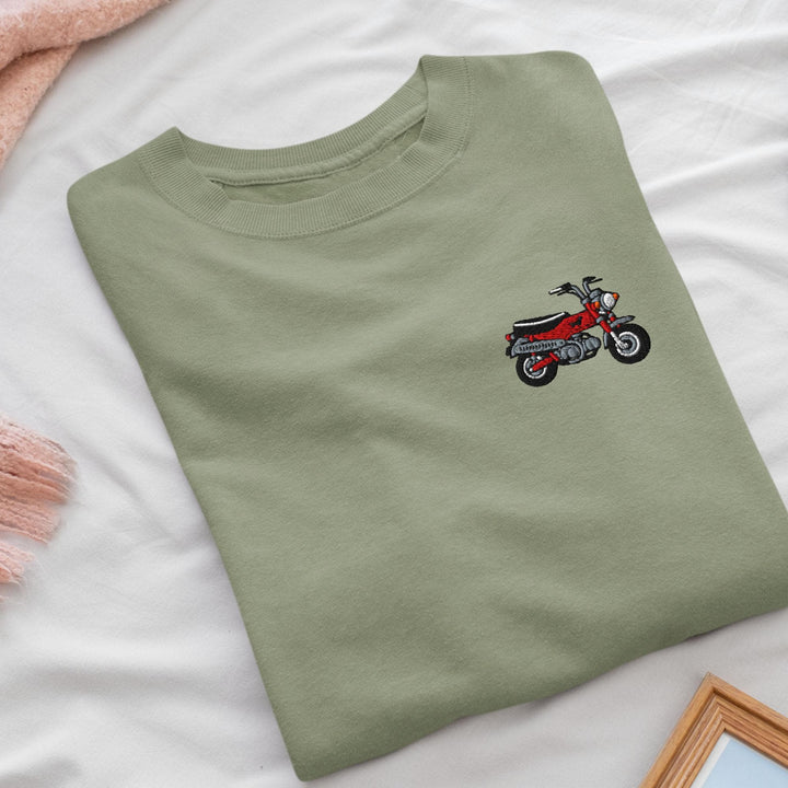Max Mini Japanese Motorcycle Embroidered Crewneck Sweatshirt: Cotton Blend, Unisex Fit