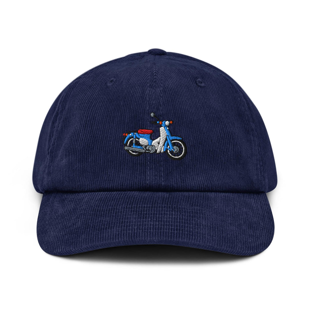 Classic Japanese Commuter Motorbike Embroidered Cotton Corduroy Hat: Adjustable Fit