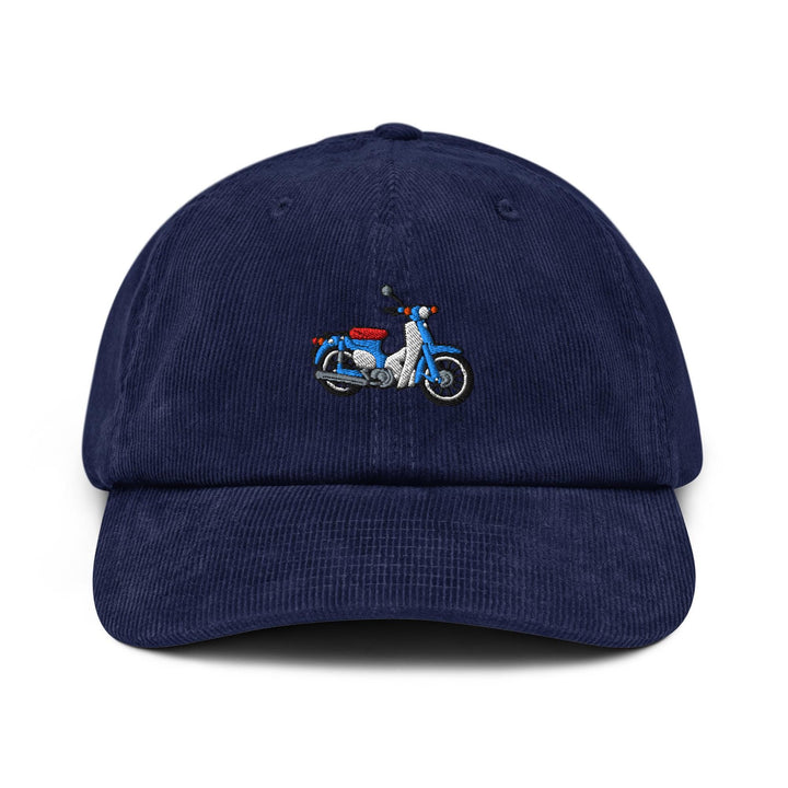 Classic Japanese Commuter Motorbike Embroidered Cotton Corduroy Hat: Adjustable Fit
