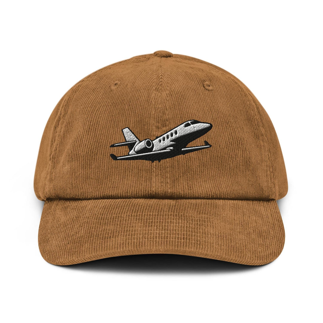 Business Jet Embroidered Cotton Corduroy Hat: Adjustable Fit