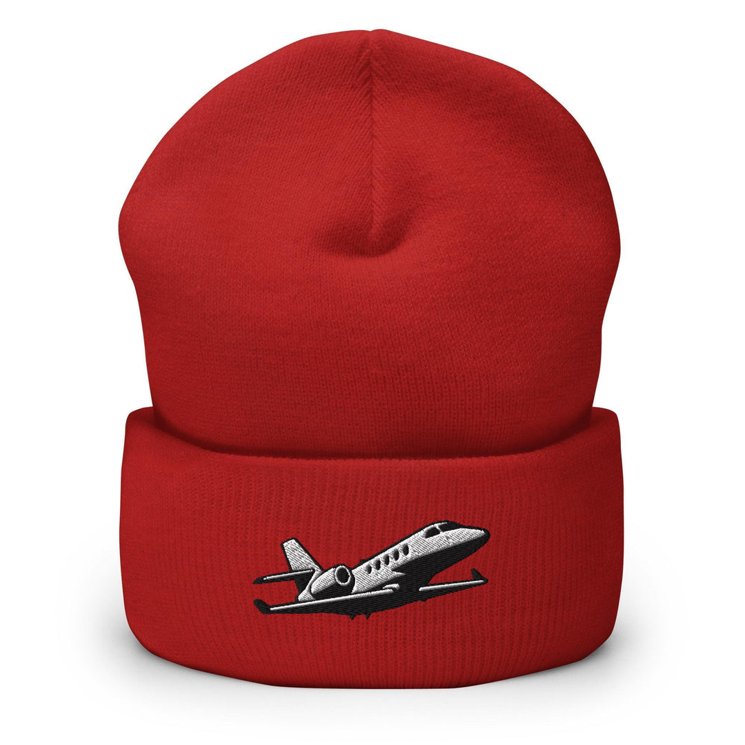 Business Jet Embroidered Cuffed Beanie: Cozy Unisex Winter Cap