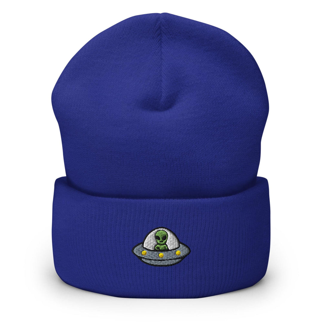 Alien UFO Embroidered Cuffed Beanie: Cozy Unisex Winter Cap