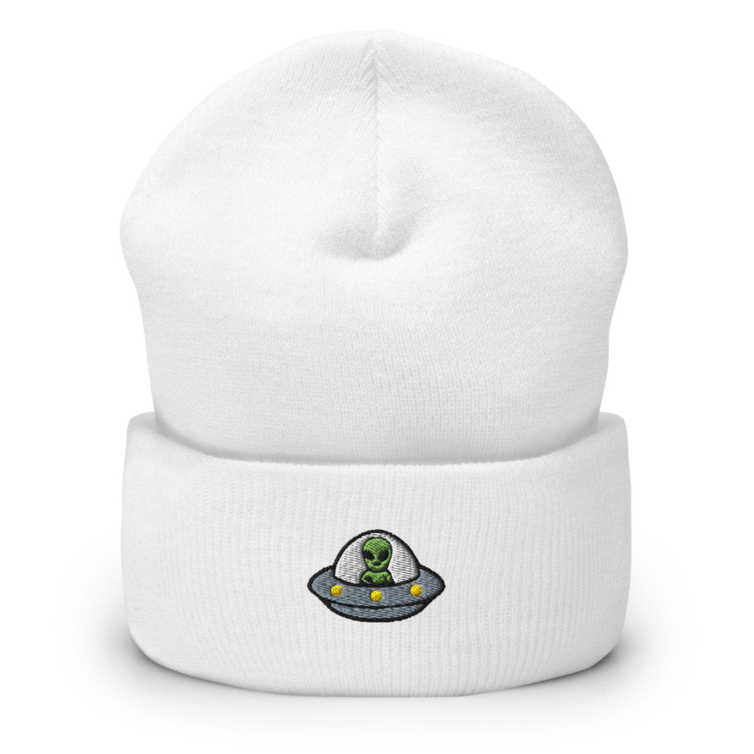 Alien UFO Embroidered Cuffed Beanie: Cozy Unisex Winter Cap