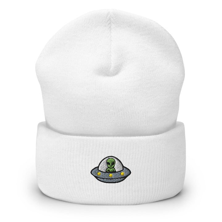 Alien UFO Embroidered Cuffed Beanie: Cozy Unisex Winter Cap