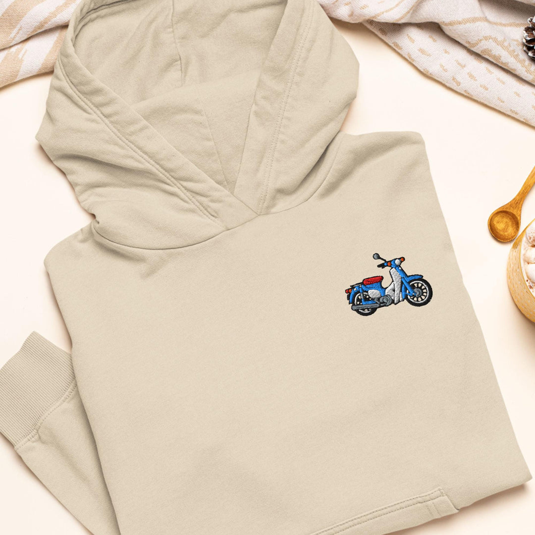 Classic Japanese Commuter Motorbike Embroidered Hoodie: Heavy Blend Cotton-Poly, Unisex Fit