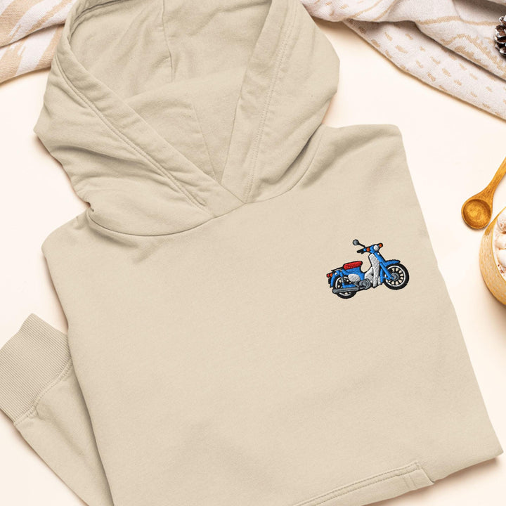 Classic Japanese Commuter Motorbike Embroidered Hoodie: Heavy Blend Cotton-Poly, Unisex Fit